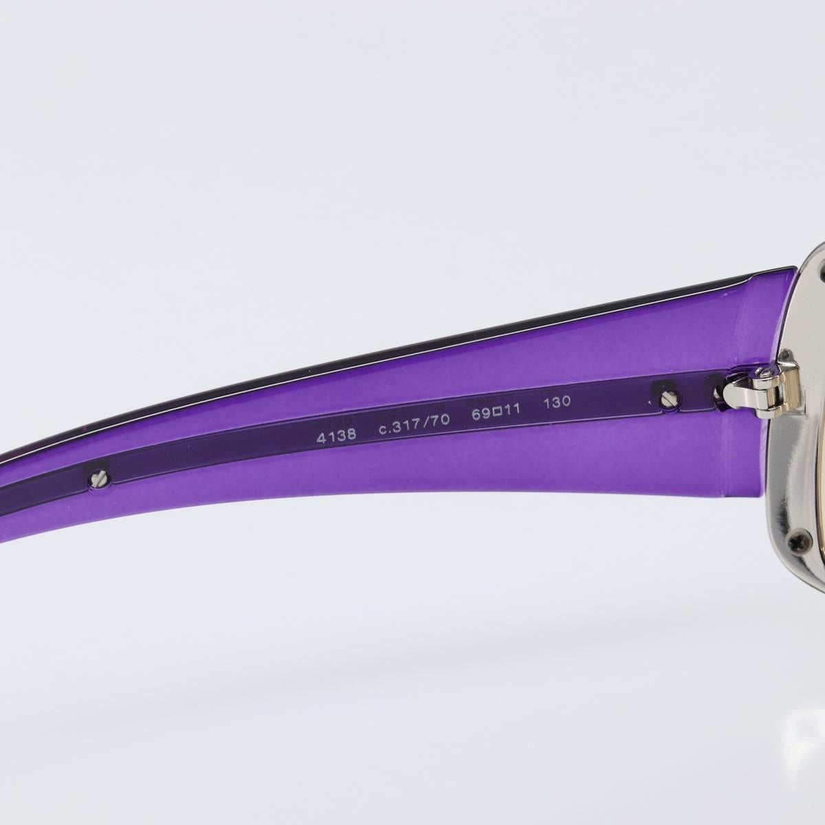 CHANEL Sunglasses Plastic Purple Silver CC Auth BA15416