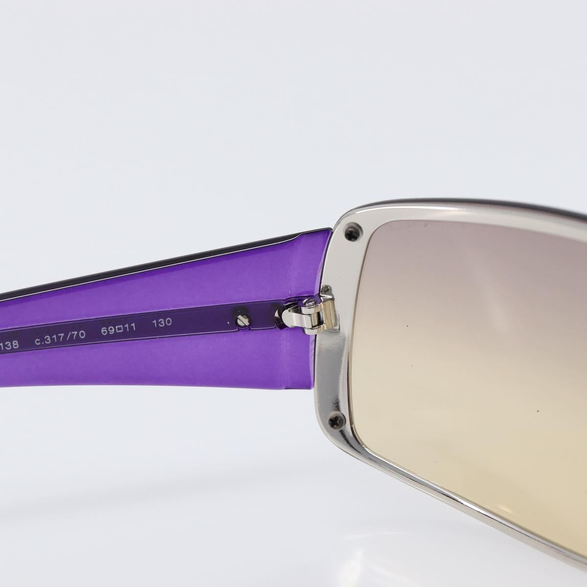 CHANEL Sunglasses Plastic Purple Silver CC Auth BA15416