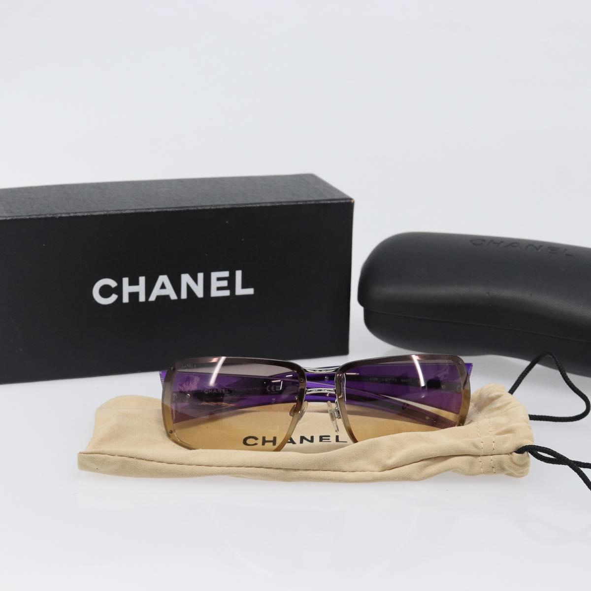 CHANEL Sunglasses Plastic Purple Silver CC Auth BA15416