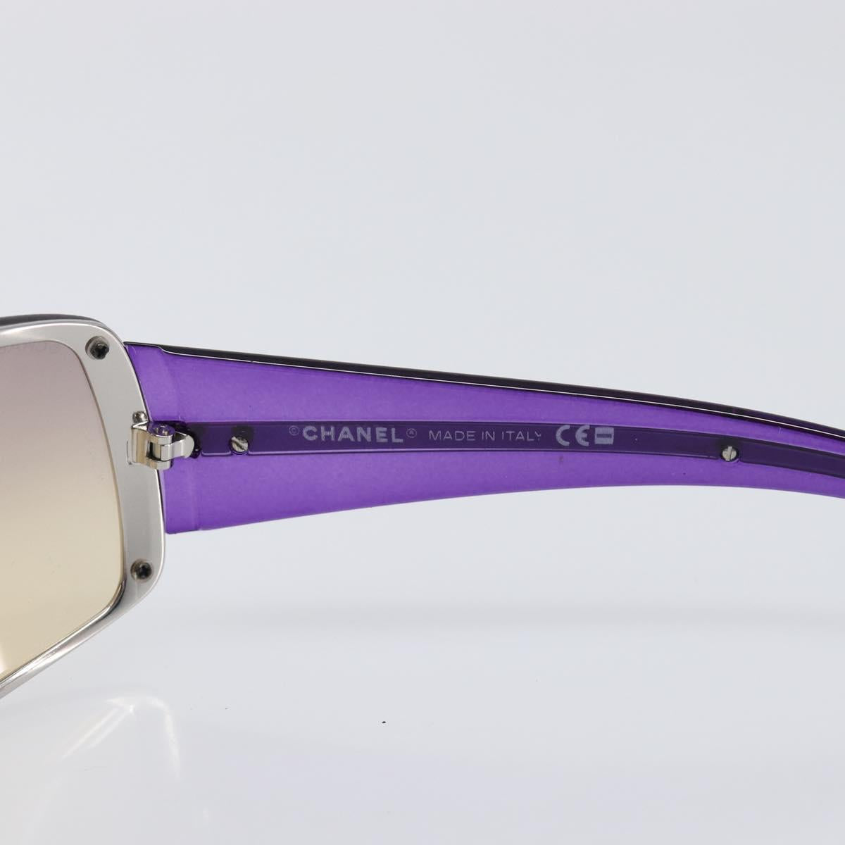CHANEL Sunglasses Plastic Purple Silver CC Auth BA15416