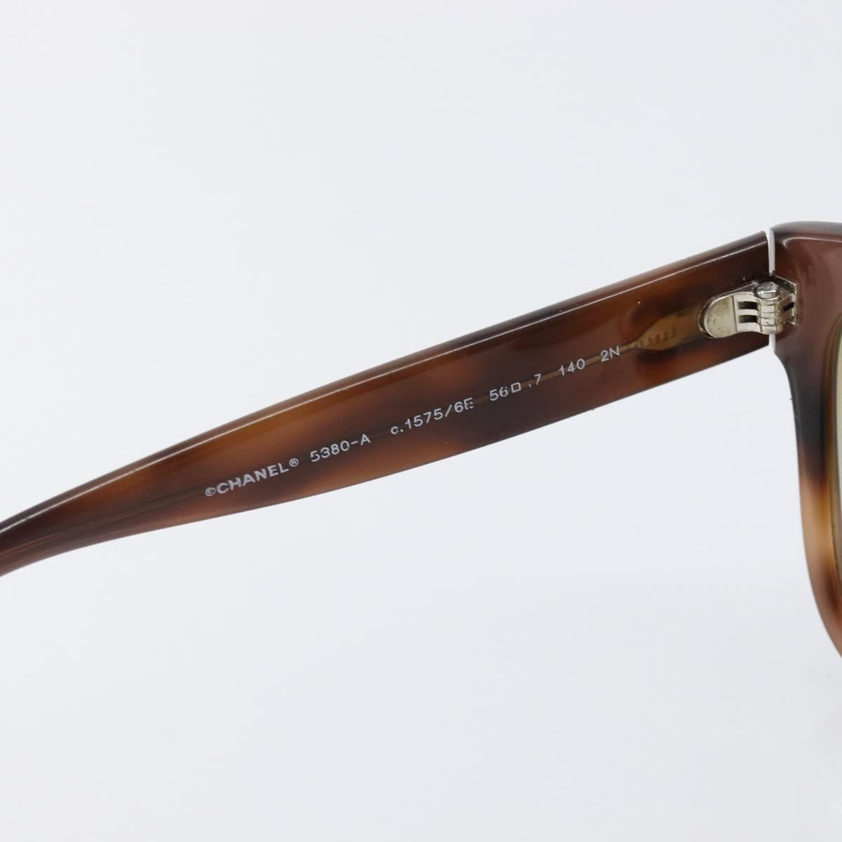 CHANEL Sunglasses Plastic Brown Silver CC Auth BA15428
