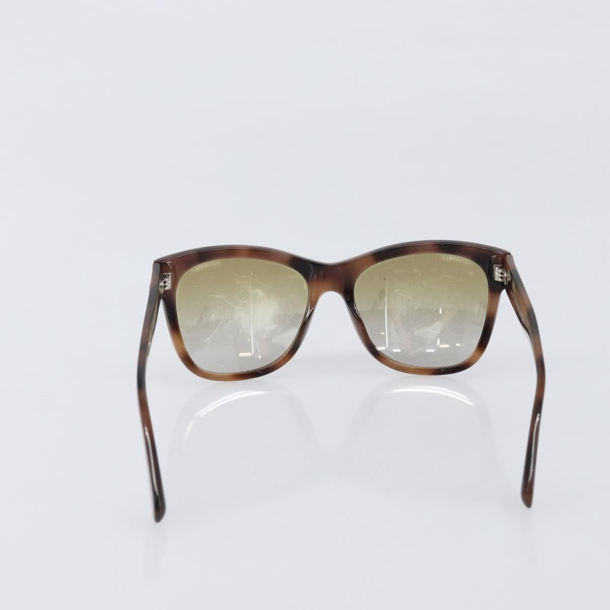 CHANEL Sunglasses Plastic Brown Silver CC Auth BA15428