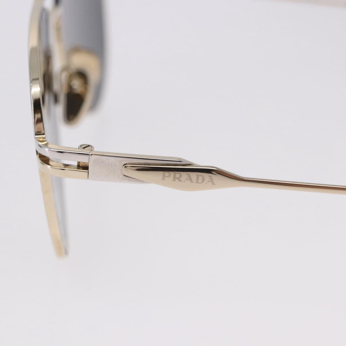 PRADA Sunglasses Metal Gold Black Auth BA15434