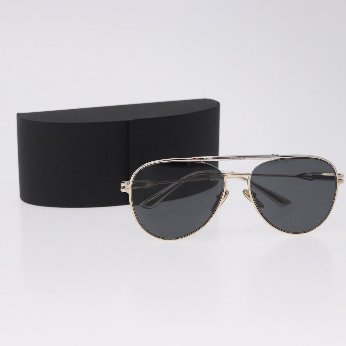 PRADA Sunglasses Metal Gold Black Auth BA15434