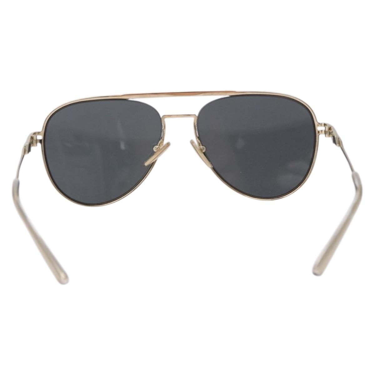 PRADA Sunglasses Metal Gold Black Auth BA15434