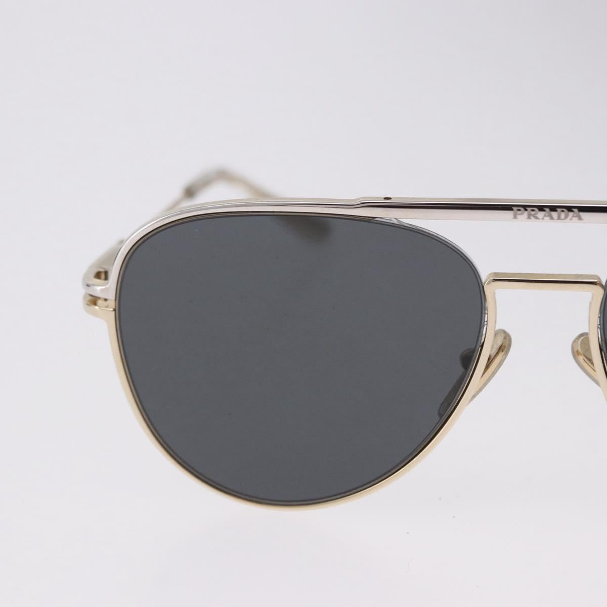 PRADA Sunglasses Metal Gold Black Auth BA15434