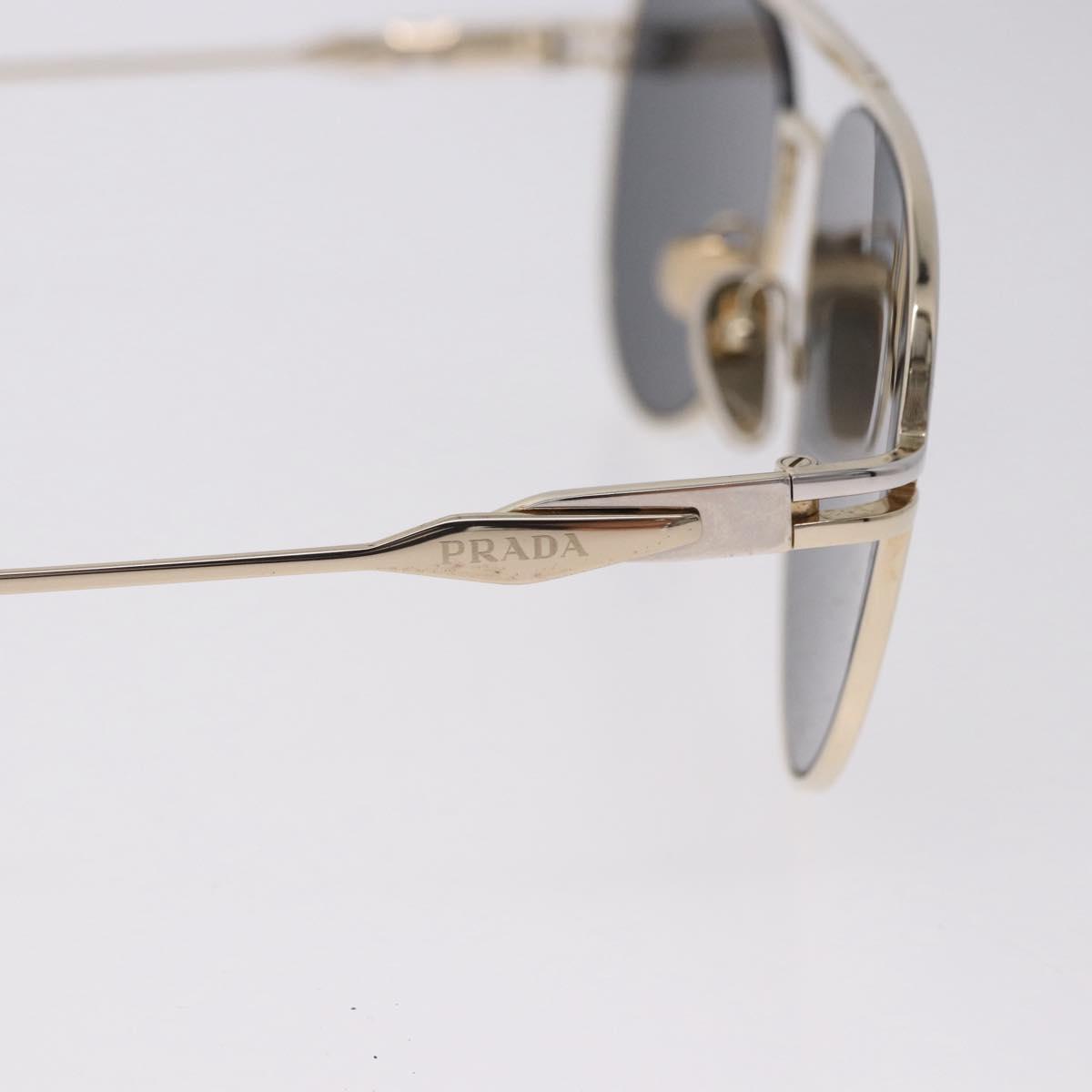 PRADA Sunglasses Metal Gold Black Auth BA15434
