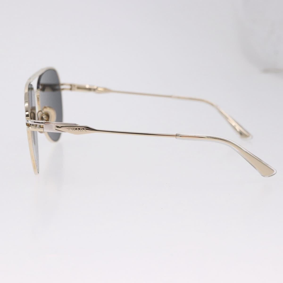 PRADA Sunglasses Metal Gold Black Auth BA15434