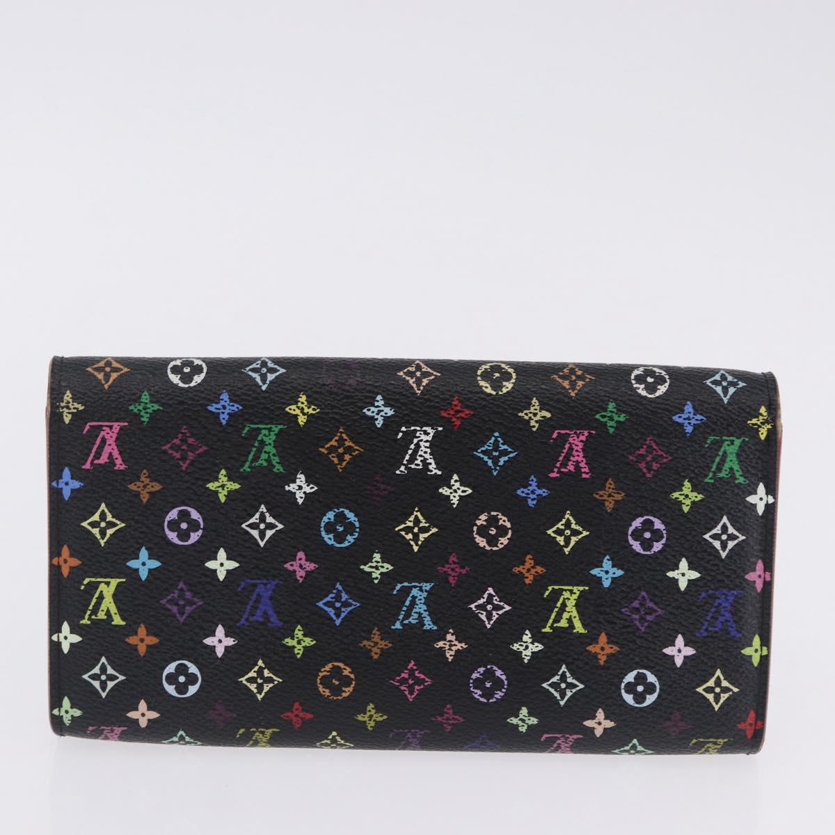 LOUIS VUITTON Monogram Multicolor Portefeiulle Sarah 2 Set Black LV Auth BA15435