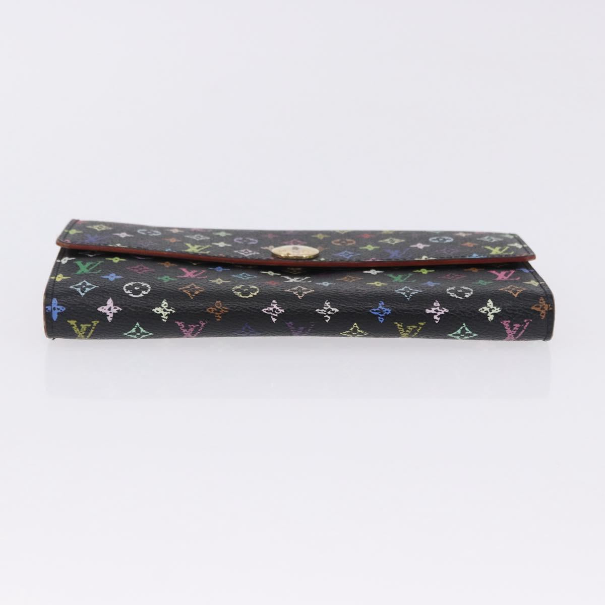 LOUIS VUITTON Monogram Multicolor Portefeiulle Sarah 2 Set Black LV Auth BA15435