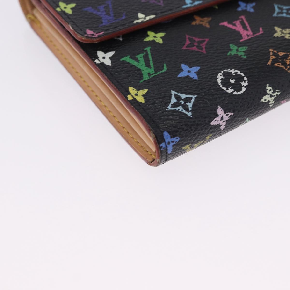 LOUIS VUITTON Monogram Multicolor Portefeiulle Sarah 2 Set Black LV Auth BA15435