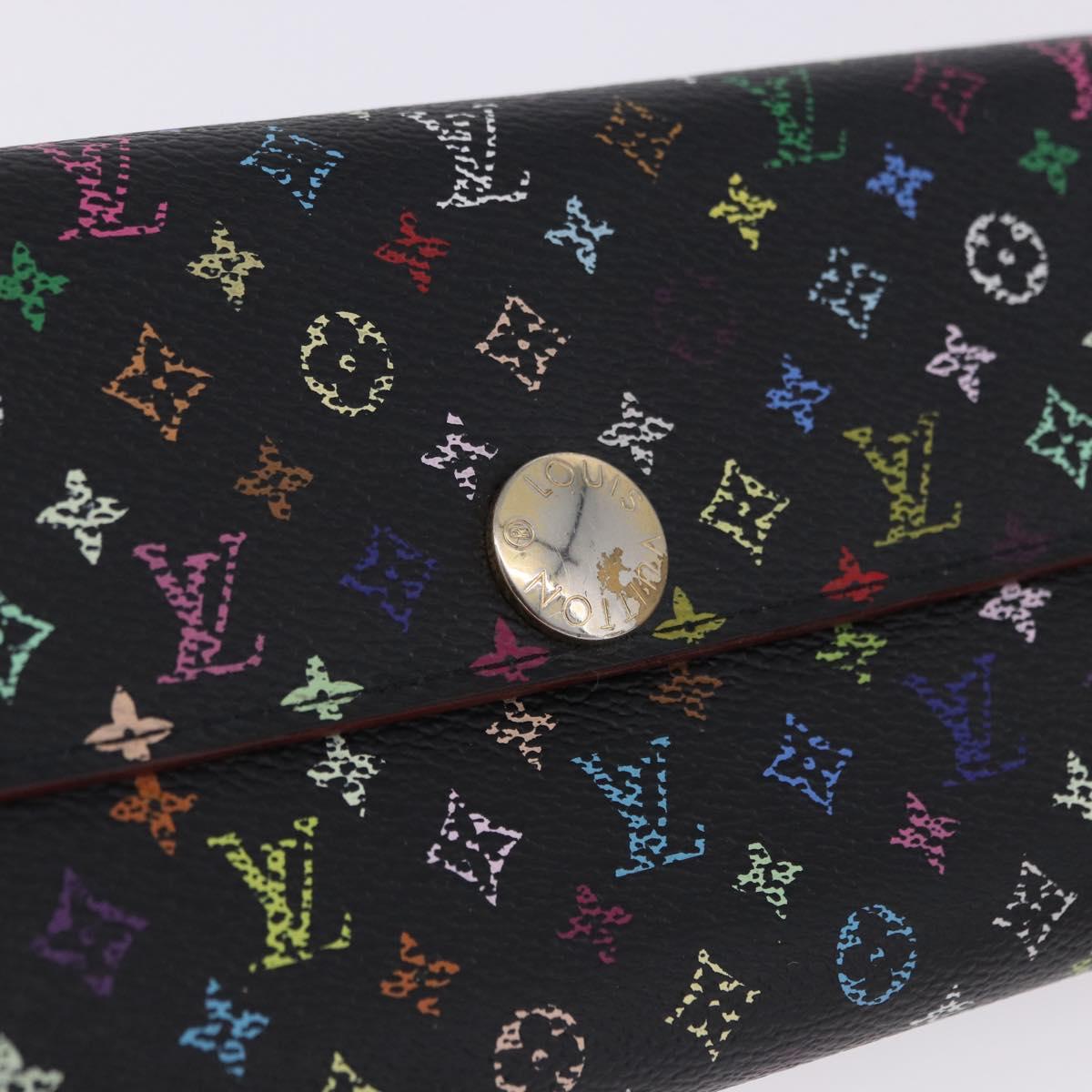 LOUIS VUITTON Monogram Multicolor Portefeiulle Sarah 2 Set Black LV Auth BA15435
