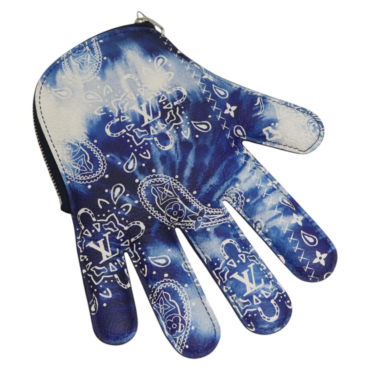 LOUIS VUITTON Monogram Bandana HIGH 5 Pouch White Blue M81410 LV Auth BA1543SM