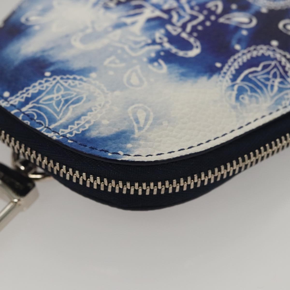 LOUIS VUITTON Monogram Bandana HIGH 5 Pouch White Blue M81410 LV Auth BA1543SM