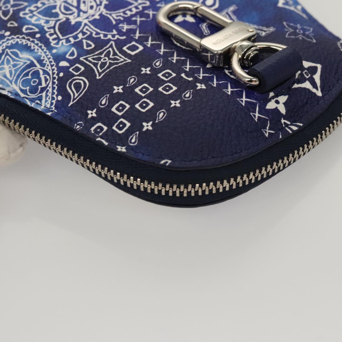 LOUIS VUITTON Monogram Bandana HIGH 5 Pouch White Blue M81410 LV Auth BA1543SM