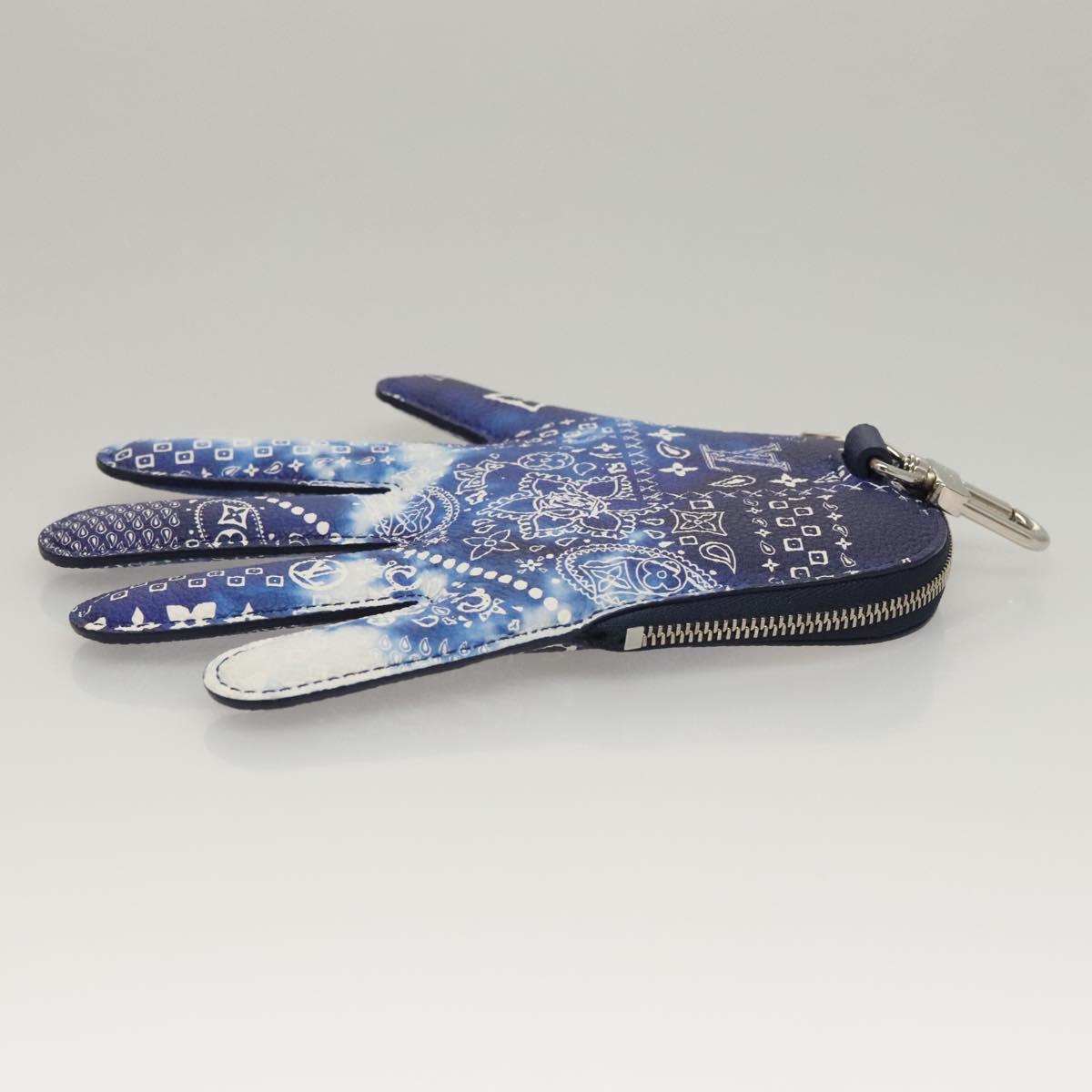 LOUIS VUITTON Monogram Bandana HIGH 5 Pouch White Blue M81410 LV Auth BA1543SM