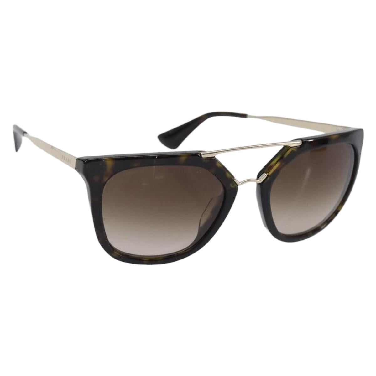 PRADA Sunglasses Plastic Black Gold Tone Auth BA15440