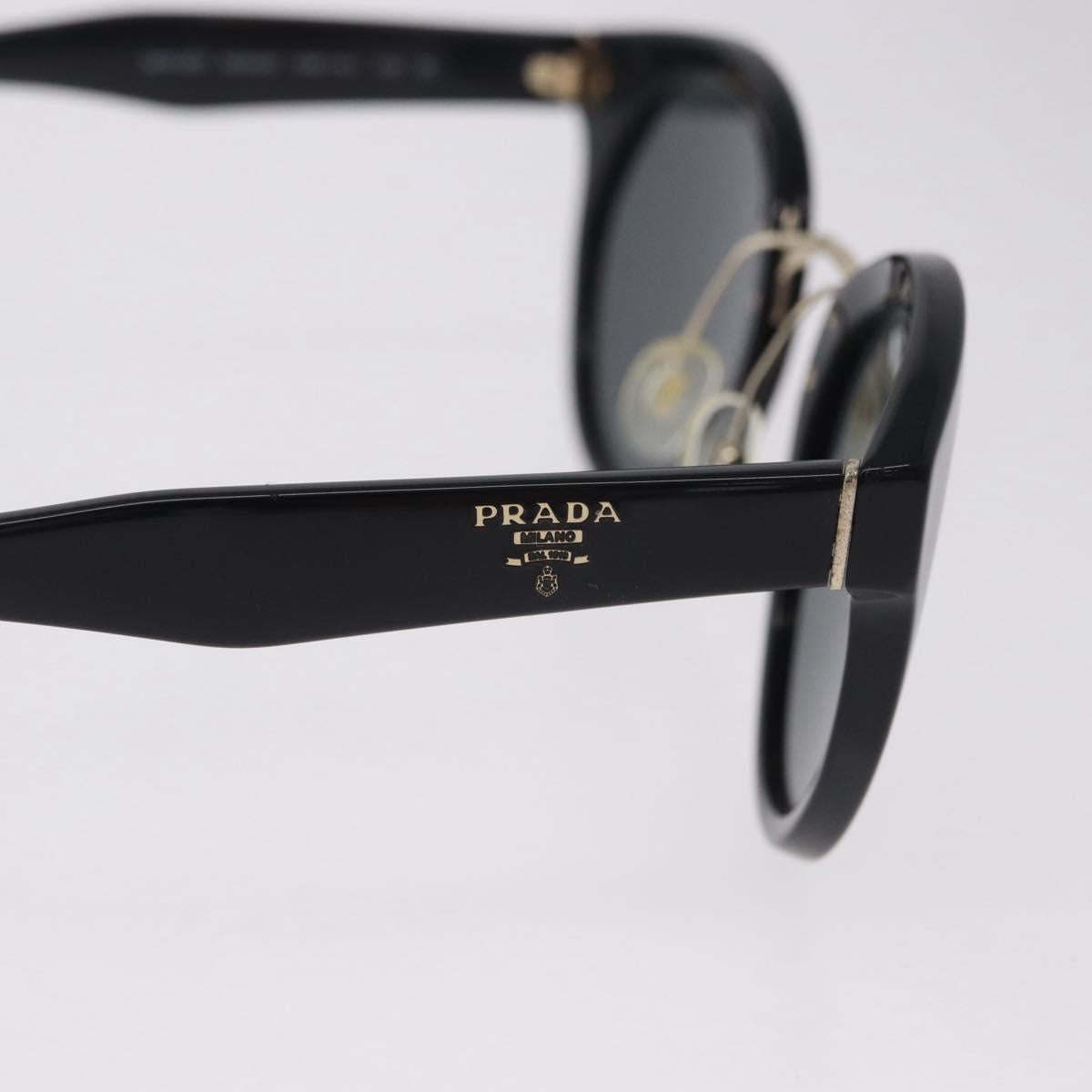 PRADA Sunglasses Plastic Black Gold Tone Auth BA15442
