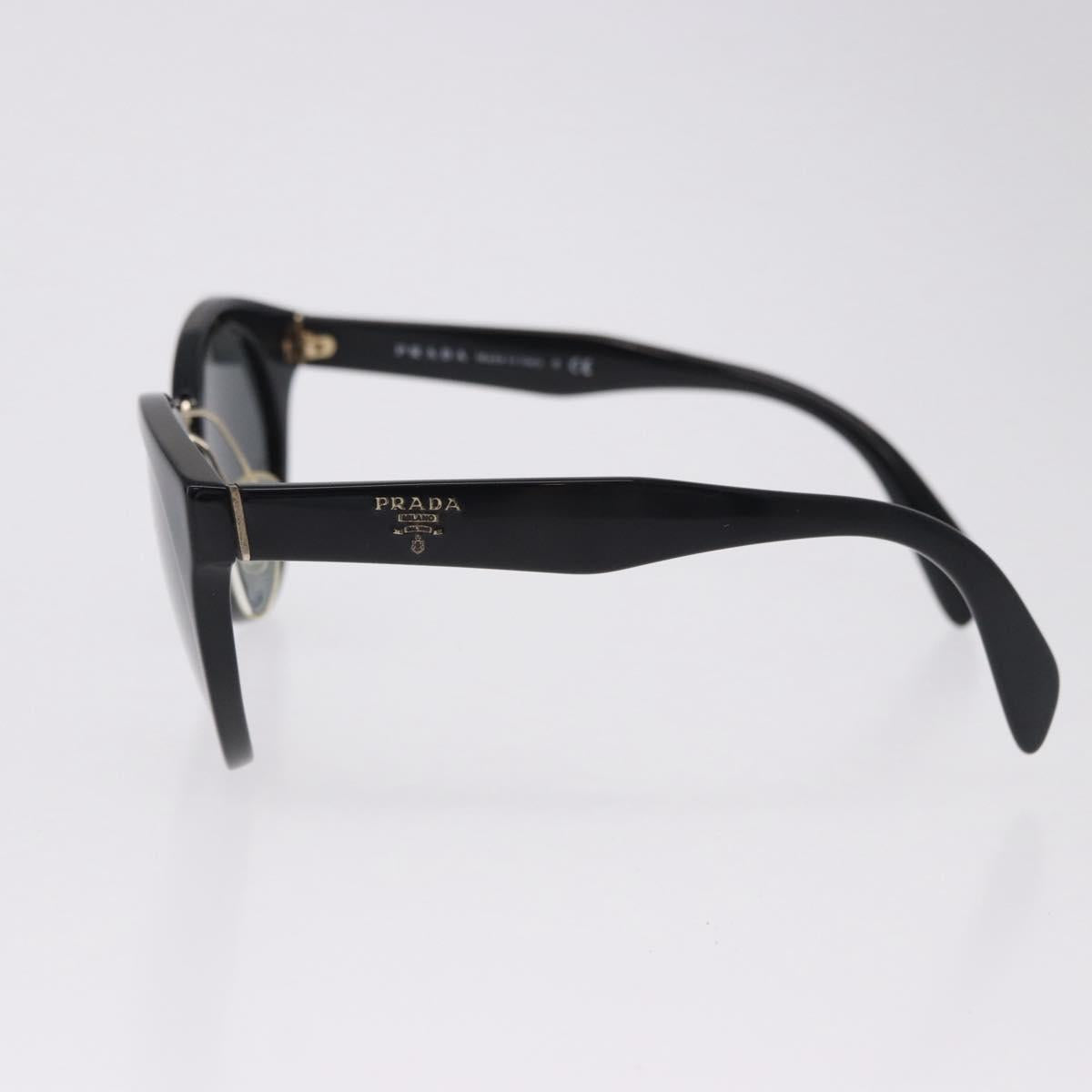 PRADA Sunglasses Plastic Black Gold Tone Auth BA15442