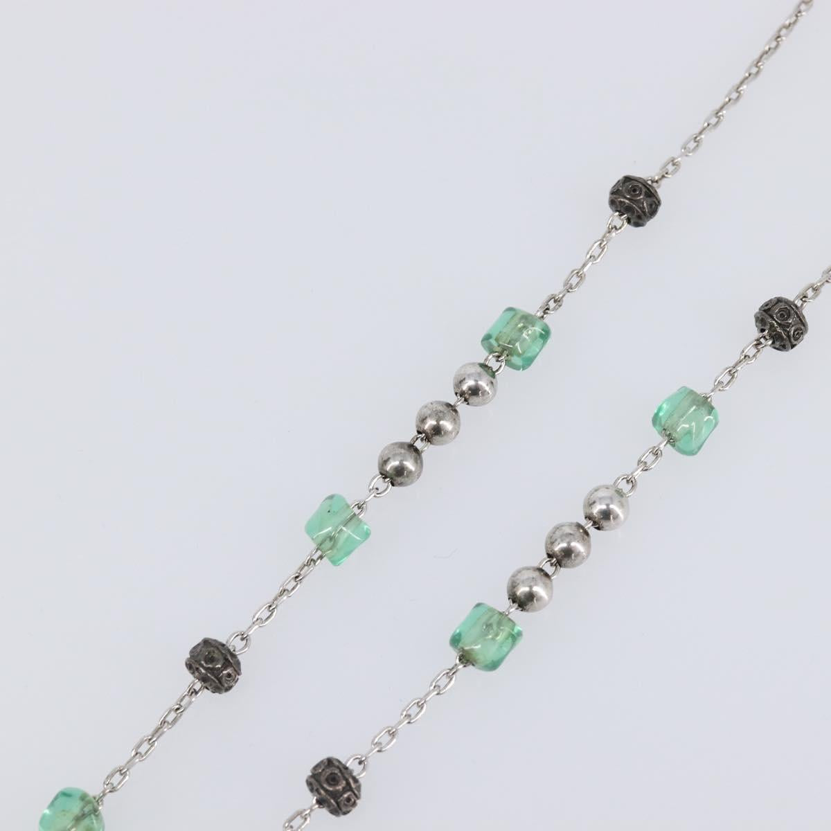 DOLCE&GABBANA Rosary Necklace Metal Silver Green Auth BA15444V