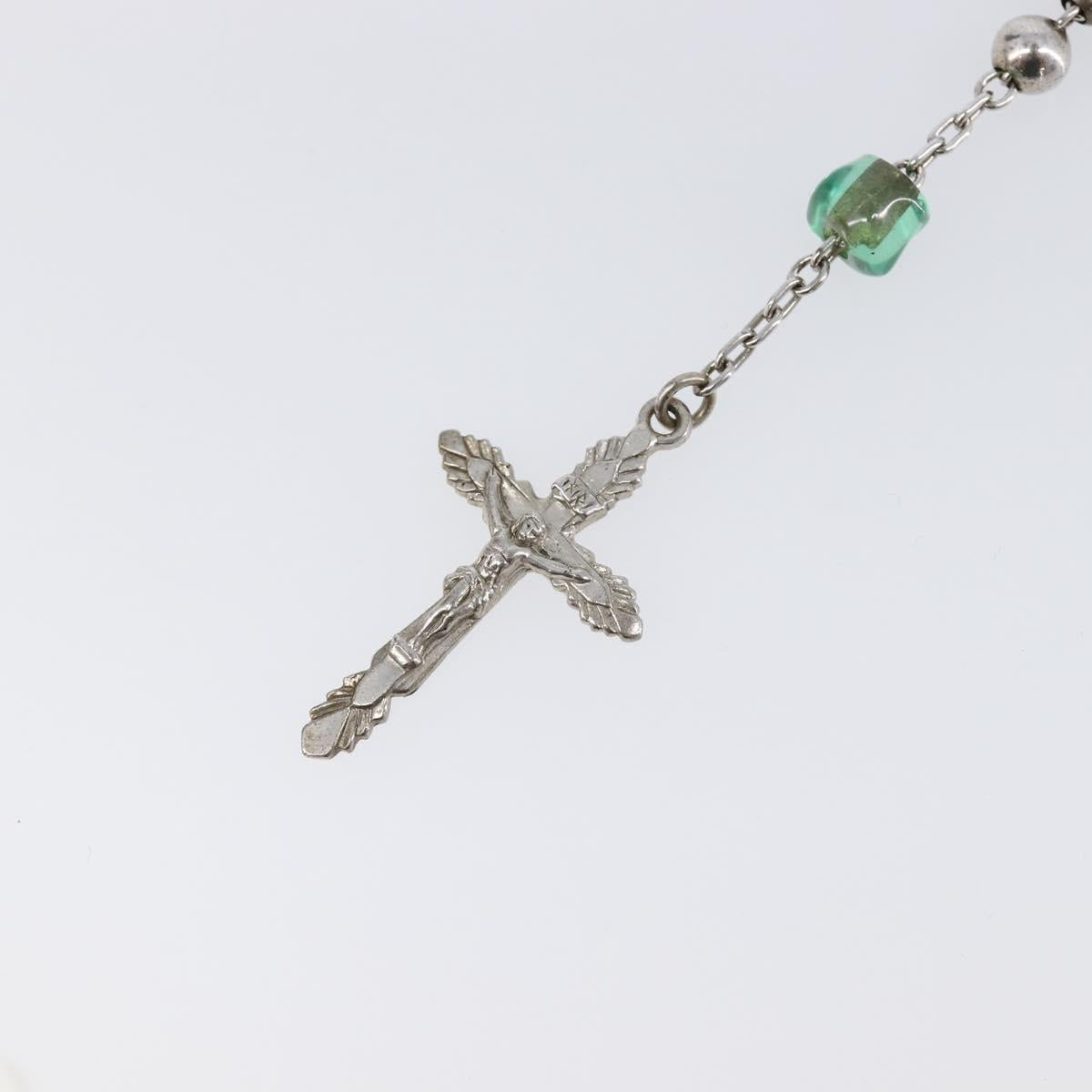 DOLCE&GABBANA Rosary Necklace Metal Silver Green Auth BA15444V