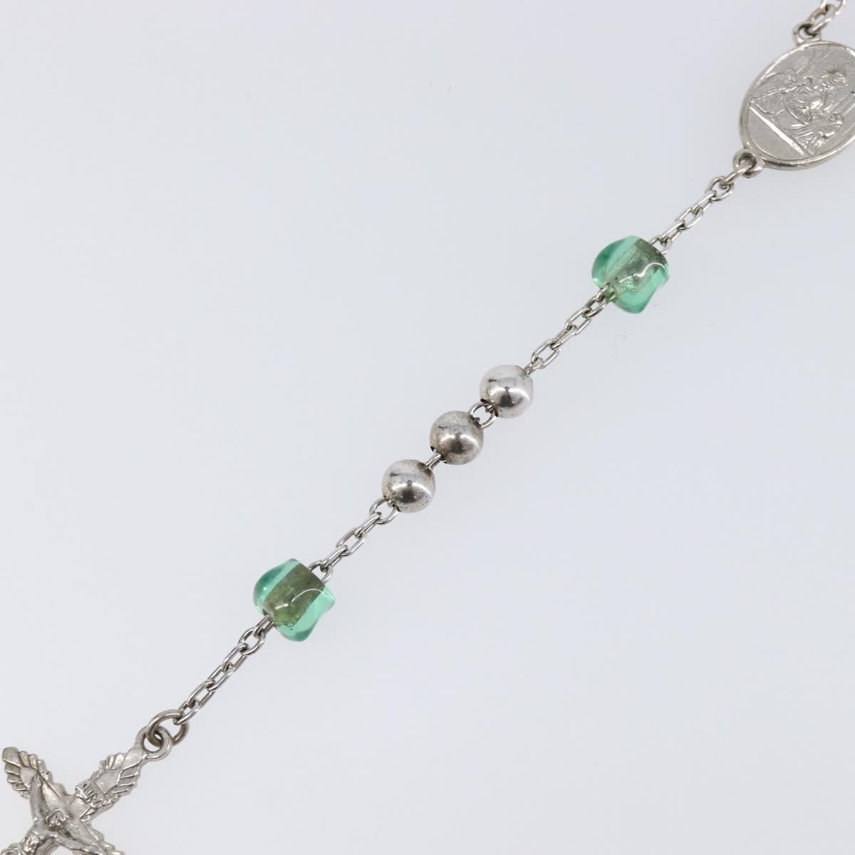 DOLCE&GABBANA Rosary Necklace Metal Silver Green Auth BA15444V