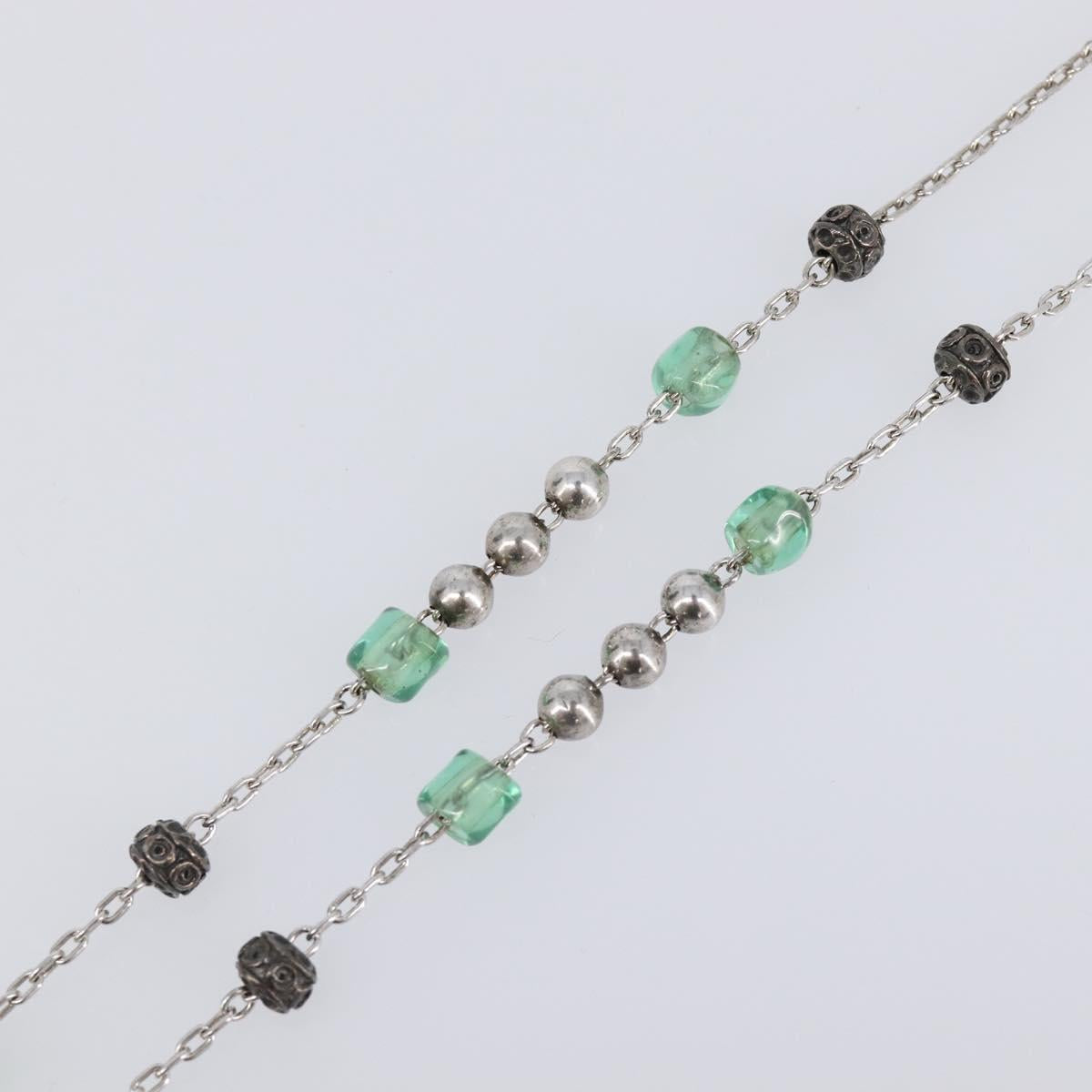 DOLCE&GABBANA Rosary Necklace Metal Silver Green Auth BA15444V