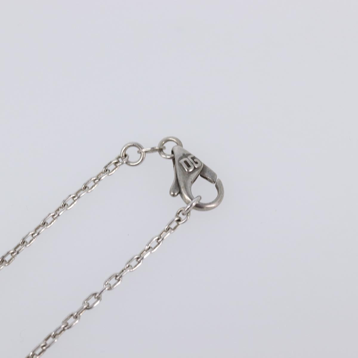 DOLCE&GABBANA Rosary Necklace Metal Silver Green Auth BA15444V