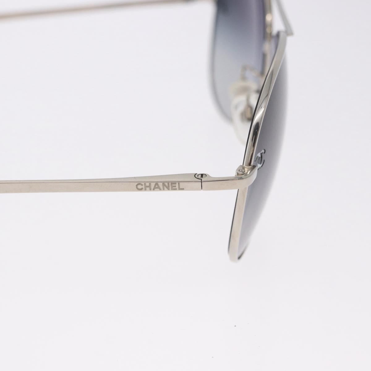 CHANEL Sunglasses Metal Silver Black CC Auth BA15445M