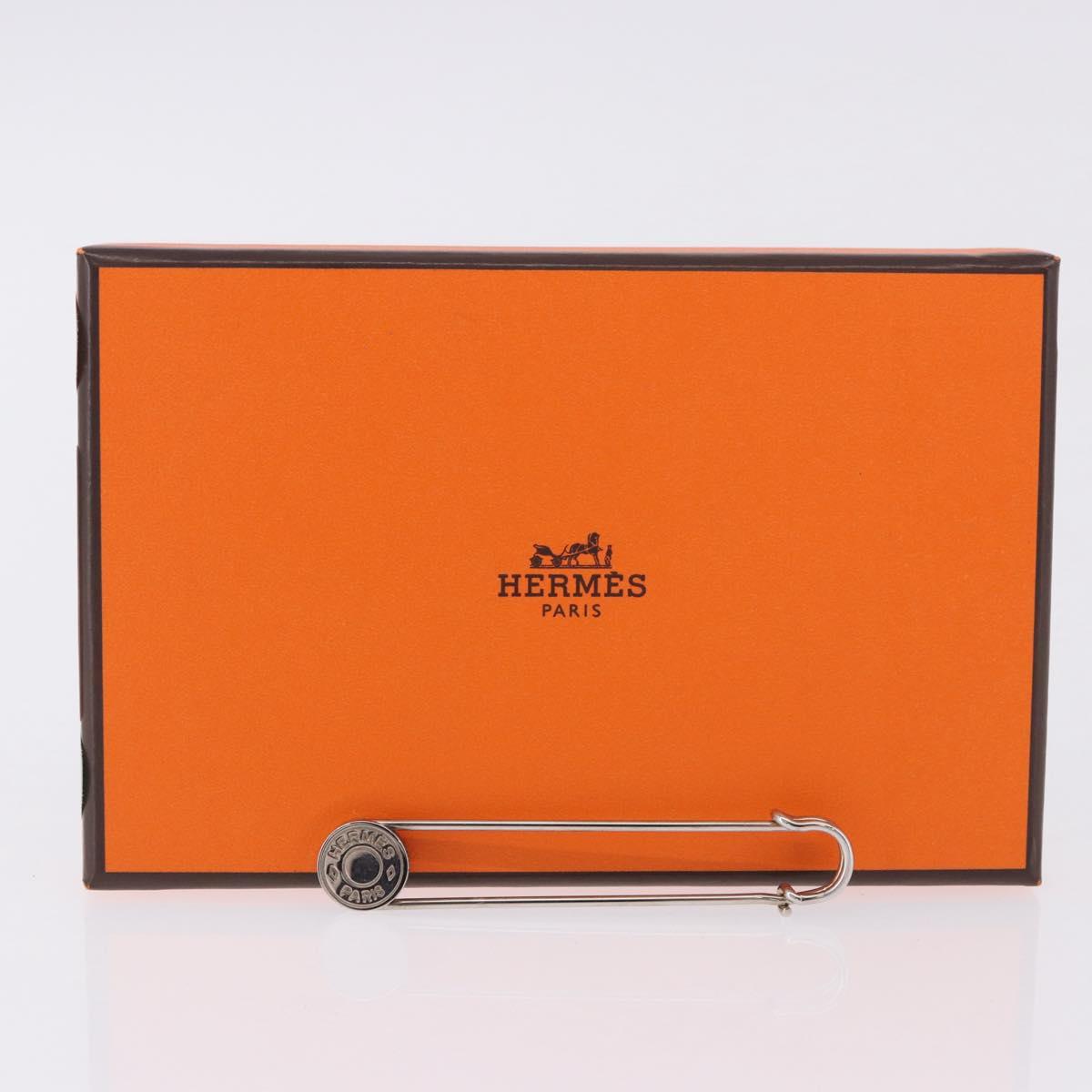 HERMES Serie Pin Brooch Metal Silver Auth BA15449V