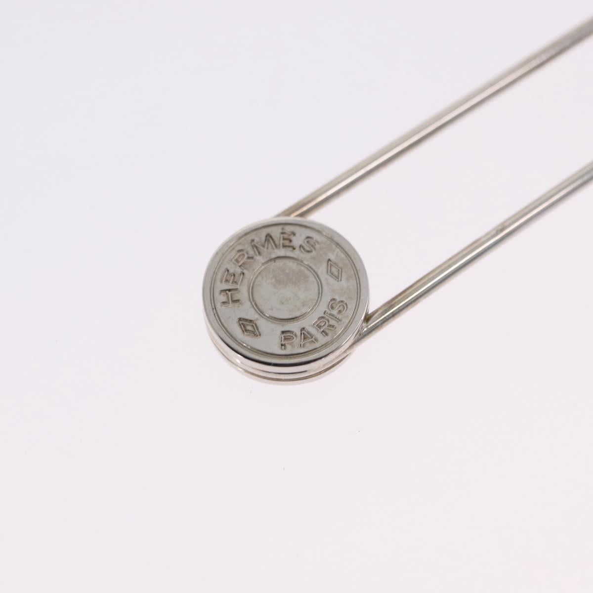 HERMES Serie Pin Brooch Metal Silver Auth BA15449V