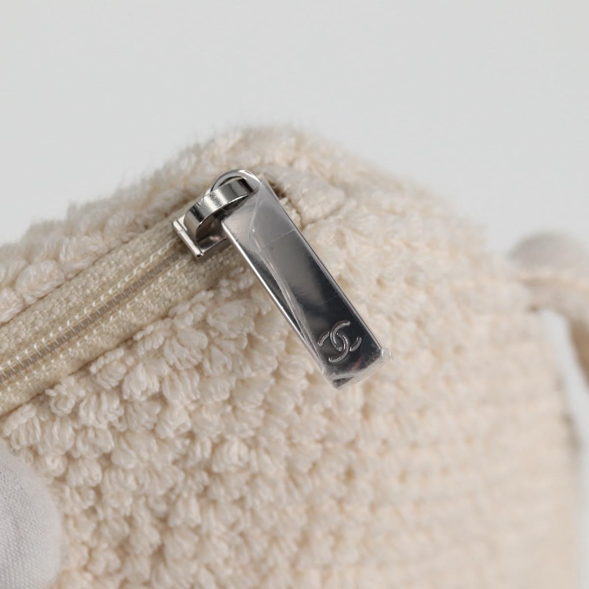 CHANEL COCO Mark Boston Bag Pile White Silver CC Auth BA1544AM