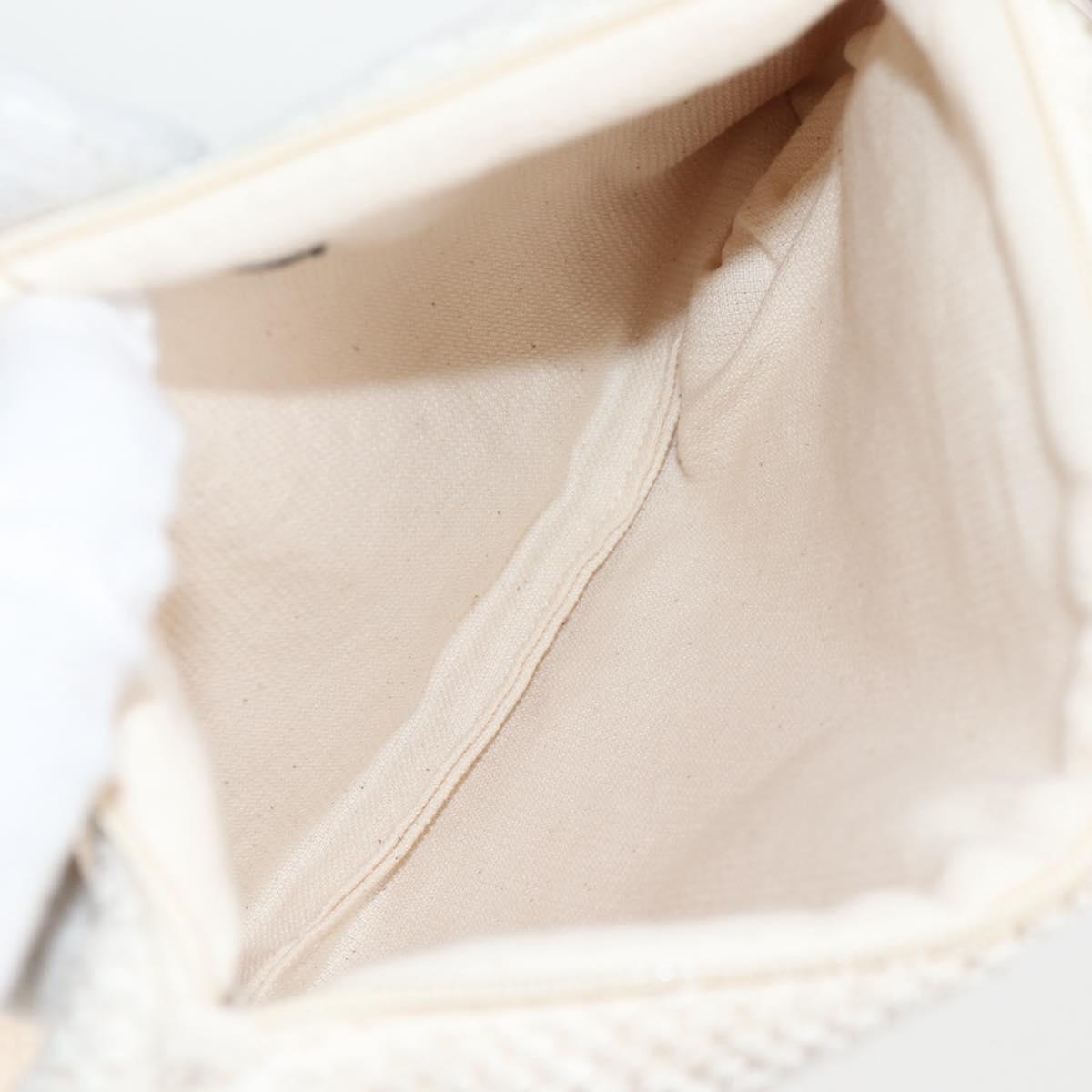 CHANEL COCO Mark Boston Bag Pile White Silver CC Auth BA1544AM