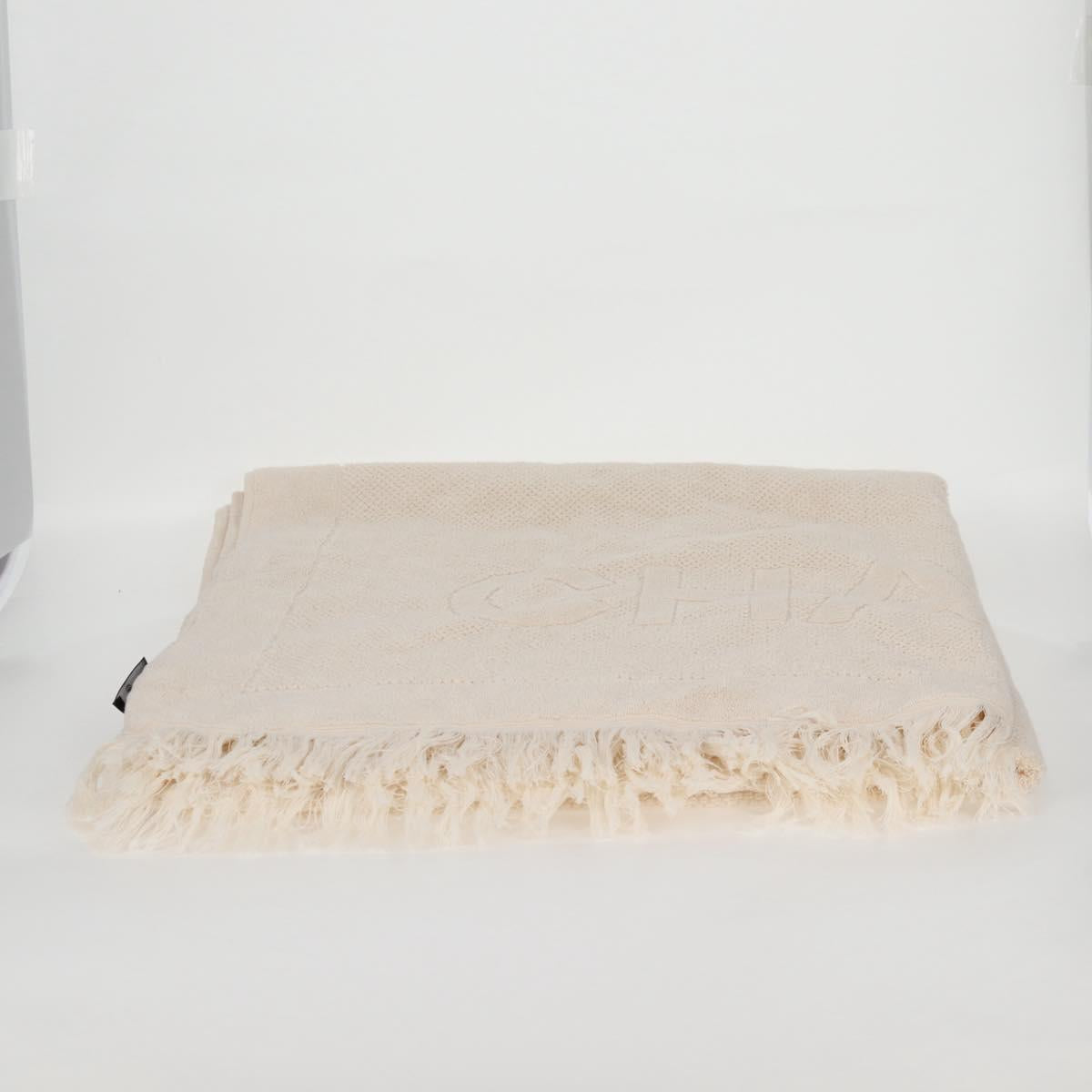 CHANEL COCO Mark Boston Bag Pile White Silver CC Auth BA1544AM