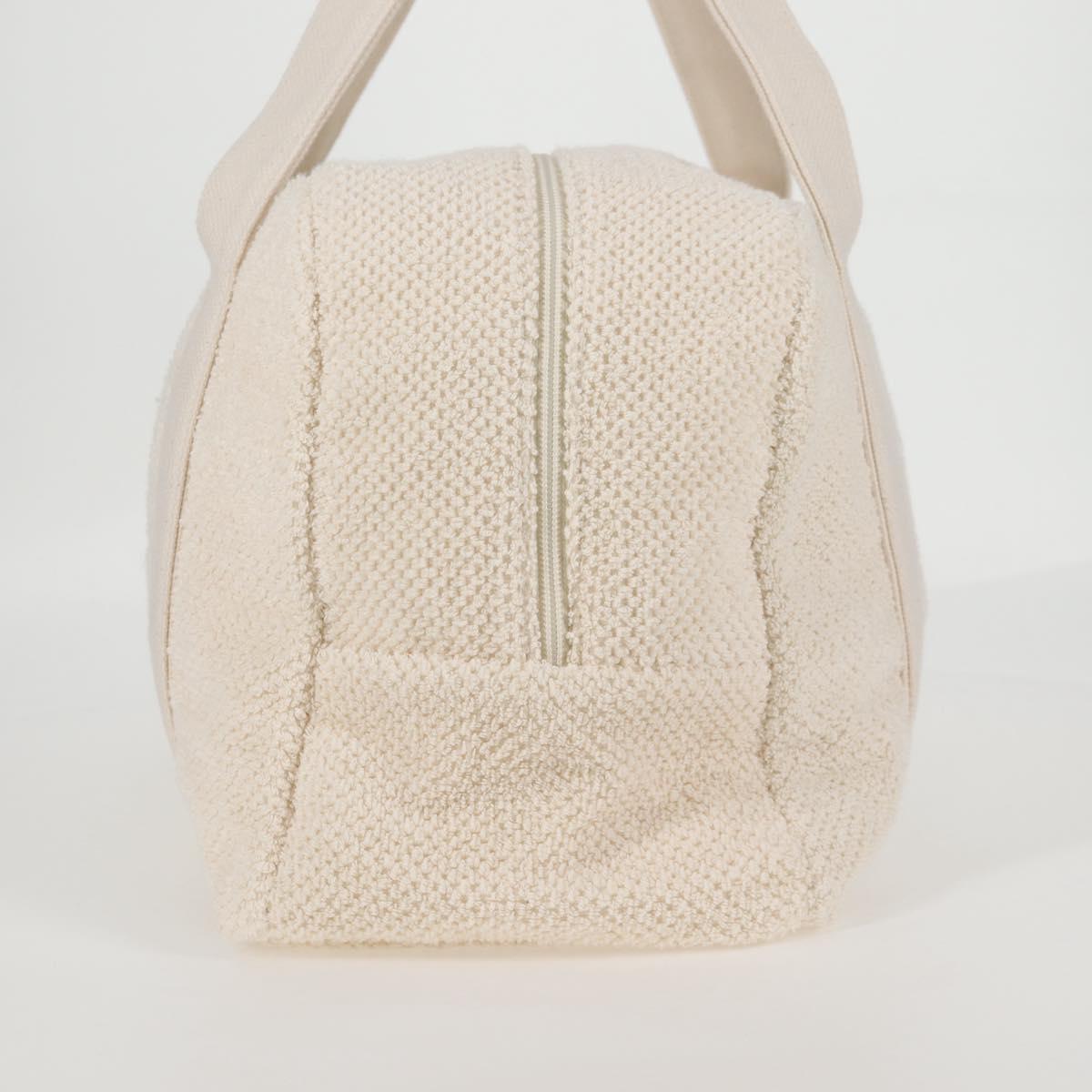 CHANEL COCO Mark Boston Bag Pile White Silver CC Auth BA1544AM