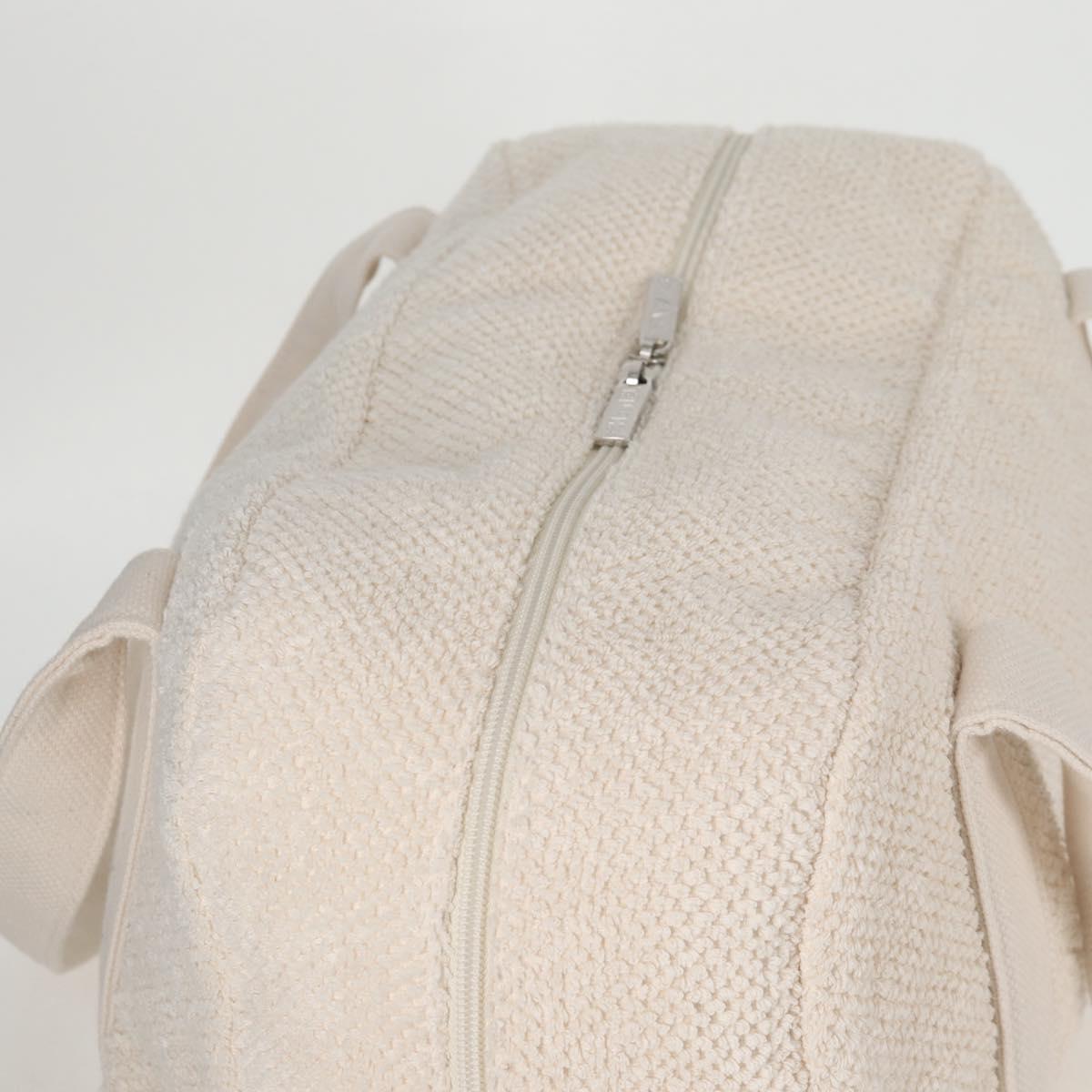 CHANEL COCO Mark Boston Bag Pile White Silver CC Auth BA1544AM