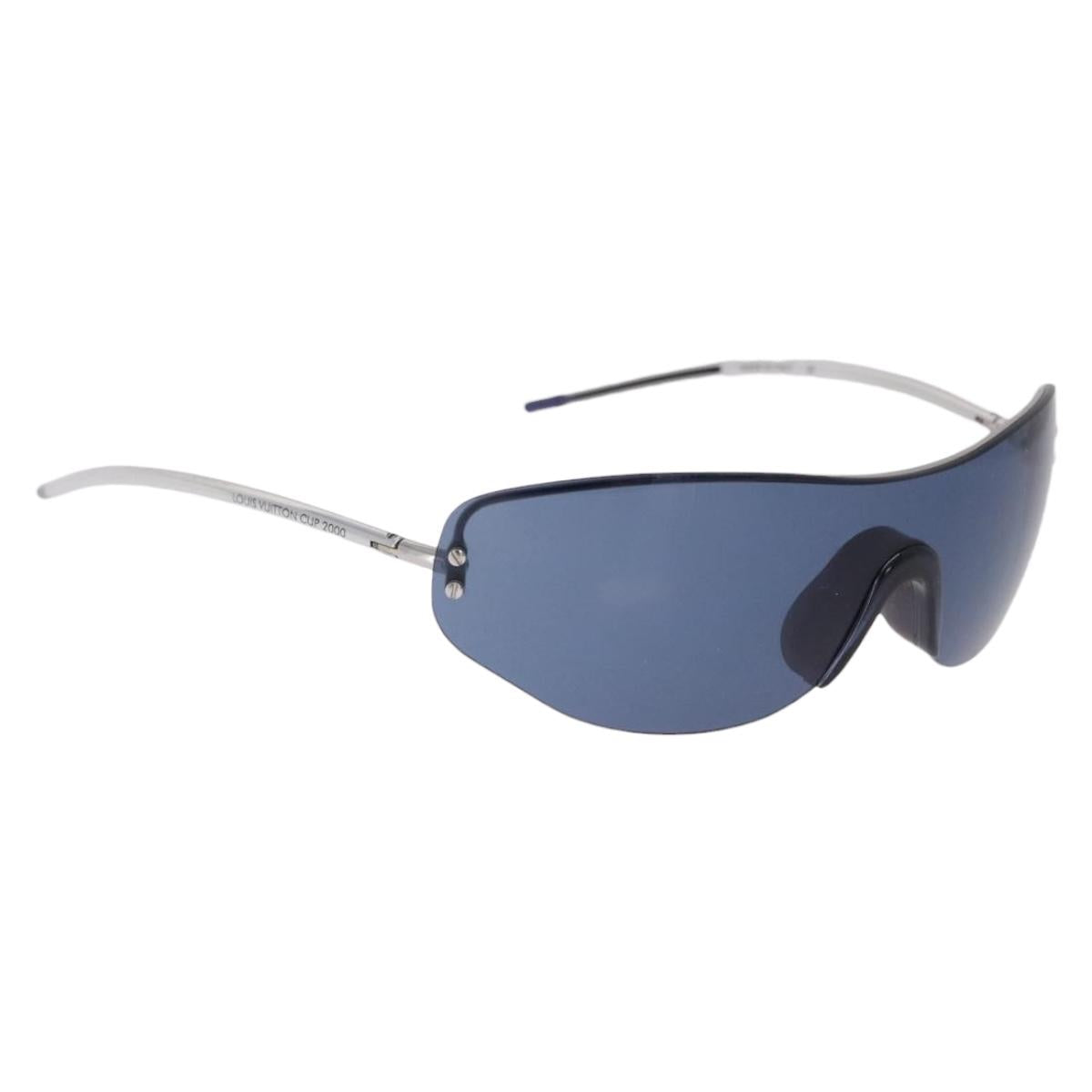 LOUIS VUITTON LV Cup 2000 Sunglasses Metal Blue Silver LV Auth BA15455V