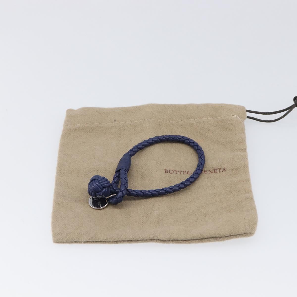 BOTTEGA VENETA INTRECCIATO Bracelet Leather Navy Silver Auth BA15456V