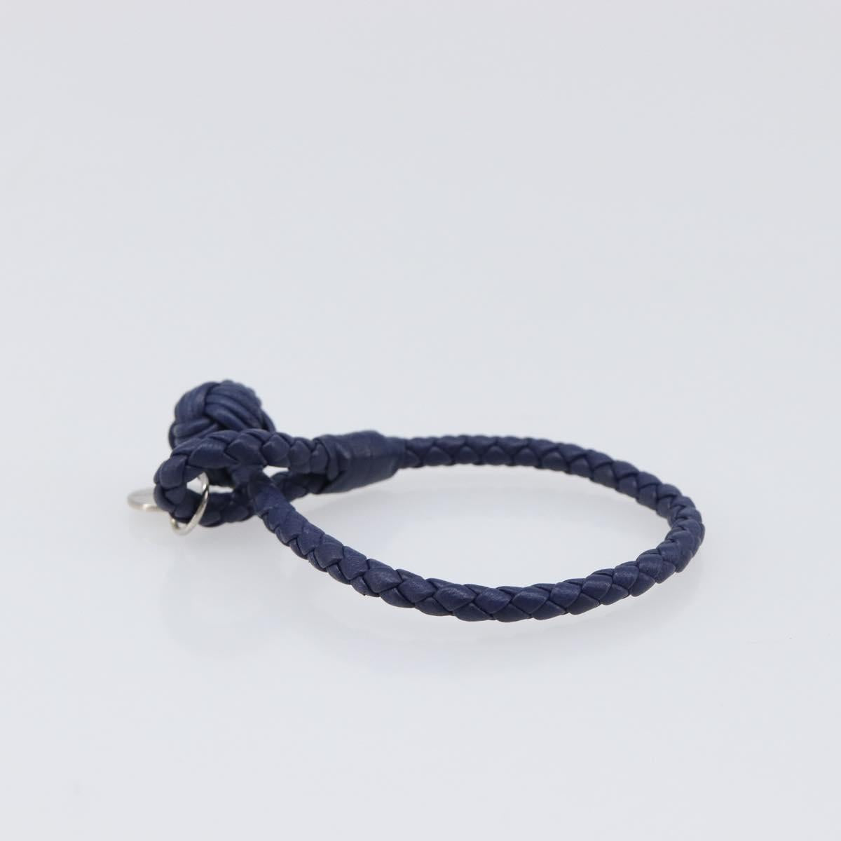 BOTTEGA VENETA INTRECCIATO Bracelet Leather Navy Silver Auth BA15456V