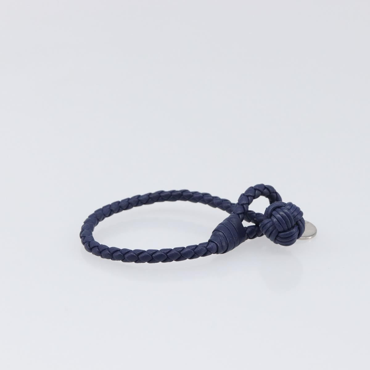 BOTTEGA VENETA INTRECCIATO Bracelet Leather Navy Silver Auth BA15456V