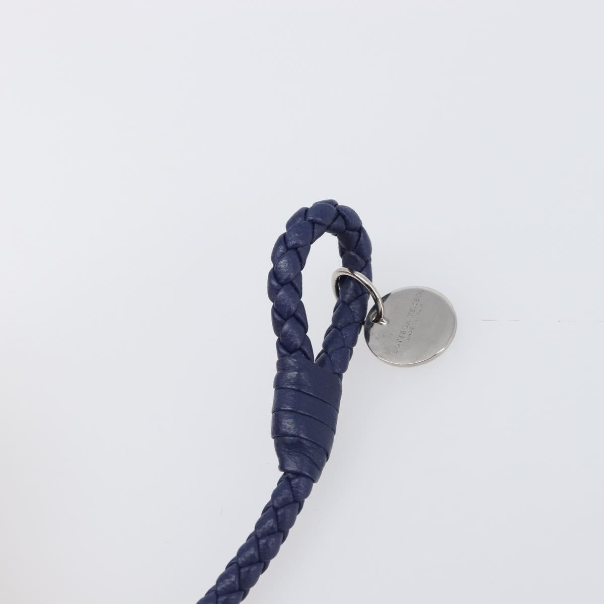 BOTTEGA VENETA INTRECCIATO Bracelet Leather Navy Silver Auth BA15456V
