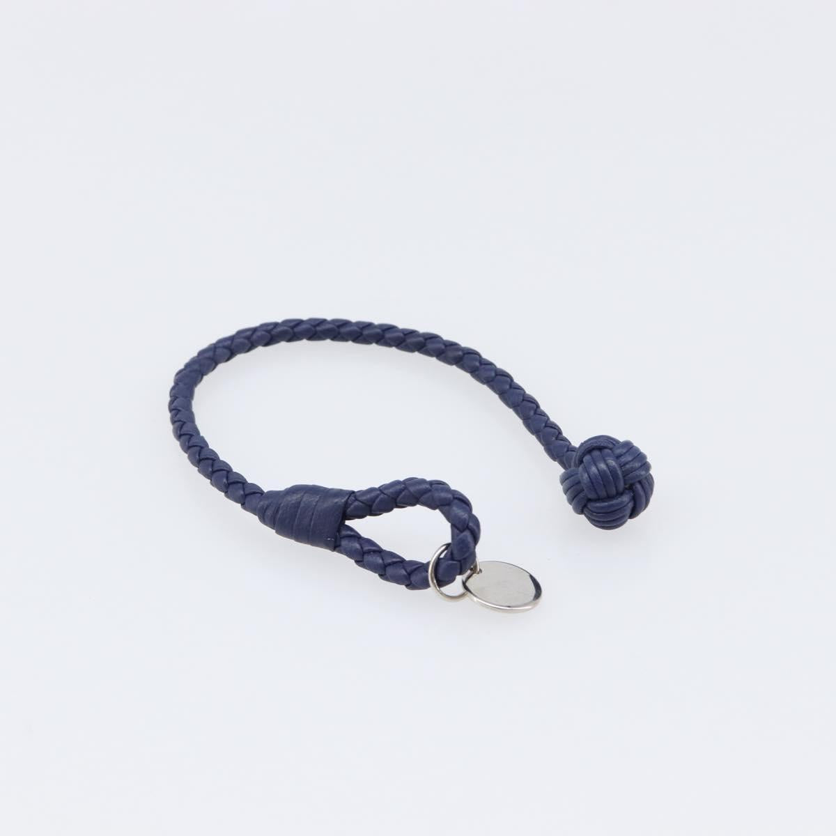BOTTEGA VENETA INTRECCIATO Bracelet Leather Navy Silver Auth BA15456V