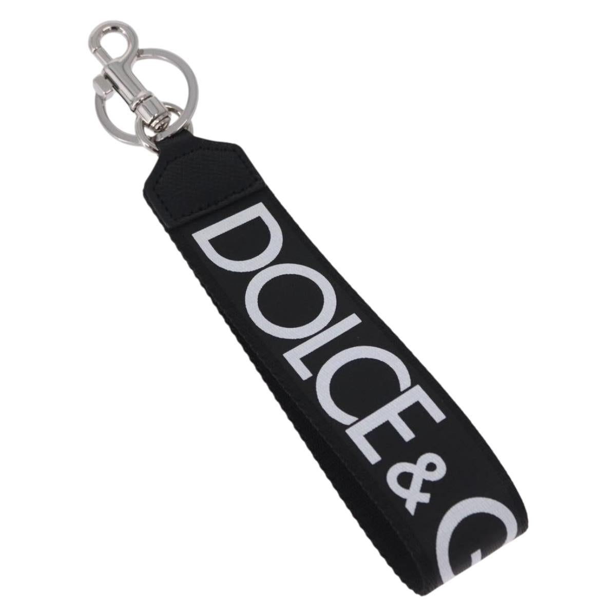 DOLCE&GABBANA Key Holder Strap Polyester Black Silver Auth BA15457A