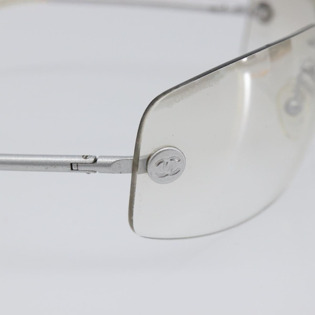 CHANEL Rimless Sunglasses Metal Silver CC Auth BA15458