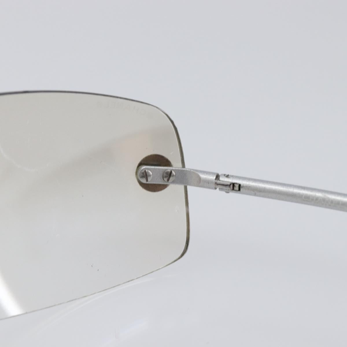 CHANEL Rimless Sunglasses Metal Silver CC Auth BA15458