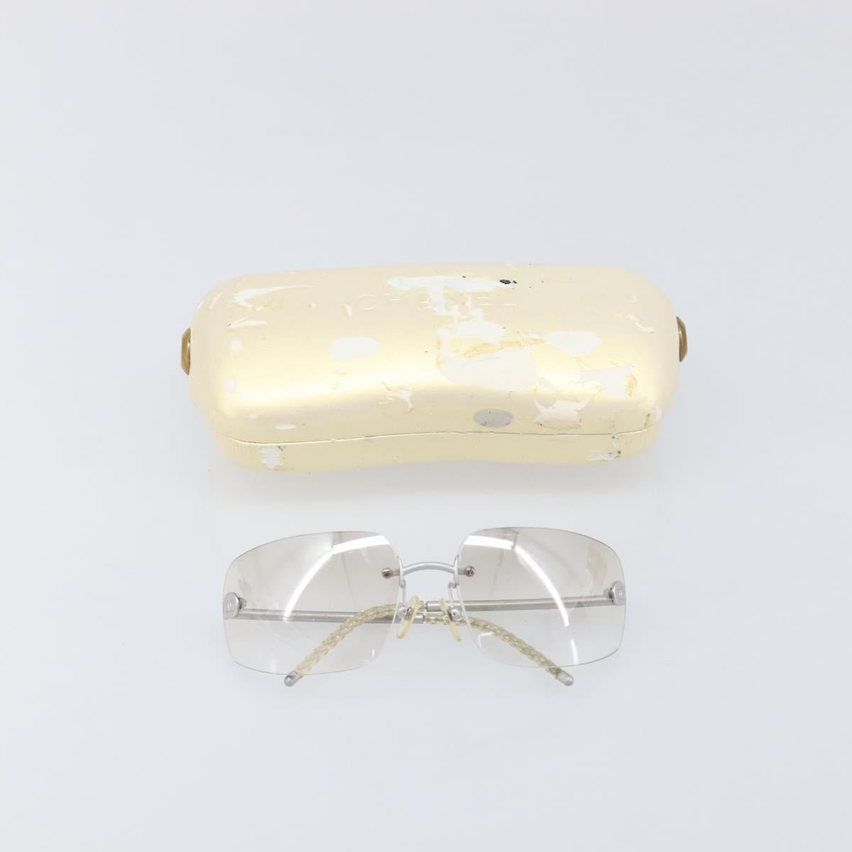 CHANEL Rimless Sunglasses Metal Silver CC Auth BA15458