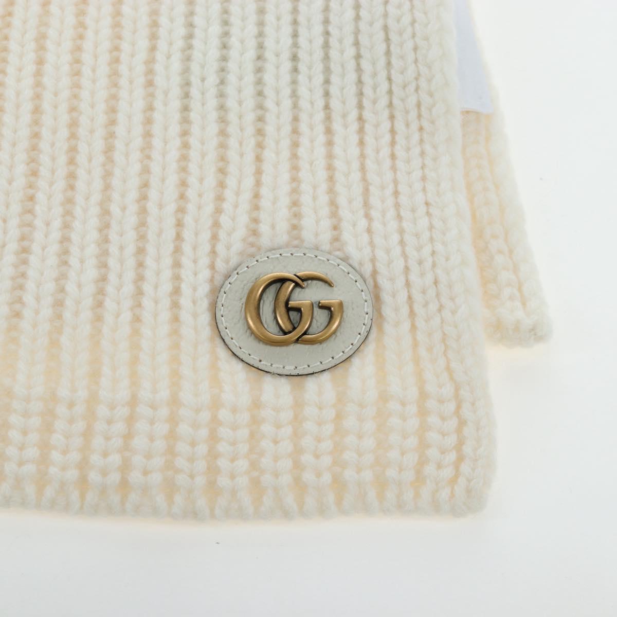 GUCCI Scarf Cashmere Ivory Gold Tone 773426 Auth BA15459V