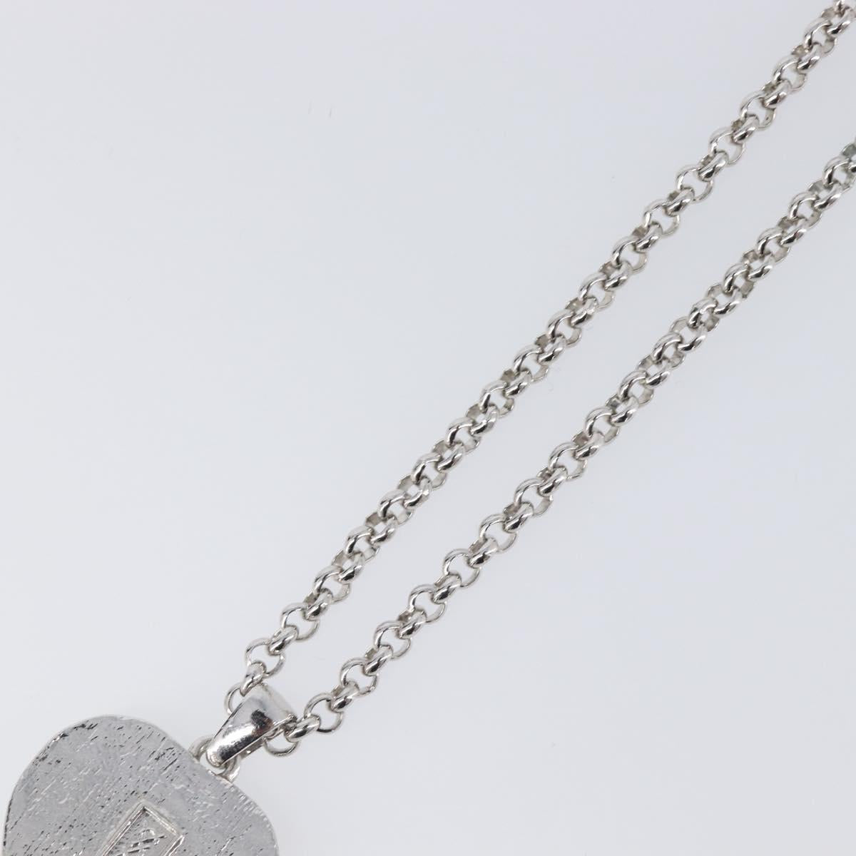 SAINT LAURENT Necklace Metal Silver Green Auth BA15462