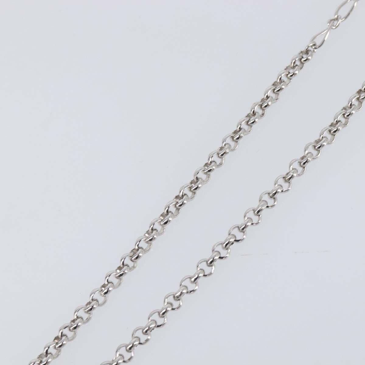 SAINT LAURENT Necklace Metal Silver Green Auth BA15462
