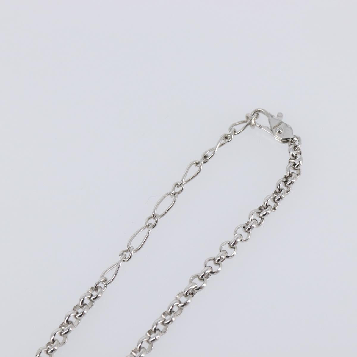 SAINT LAURENT Necklace Metal Silver Green Auth BA15462